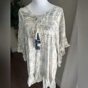 Surf Gypsy blue and cream coverup size L